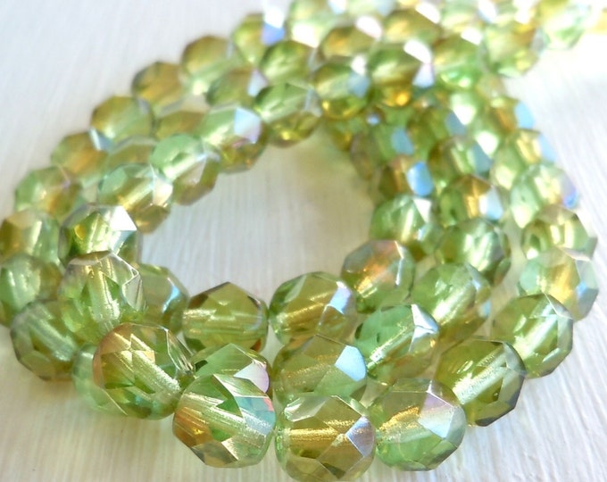 Czech Glass Beads Faceted 6mm Beads Chrysolite Celsian 25 (BX 8 - 26)