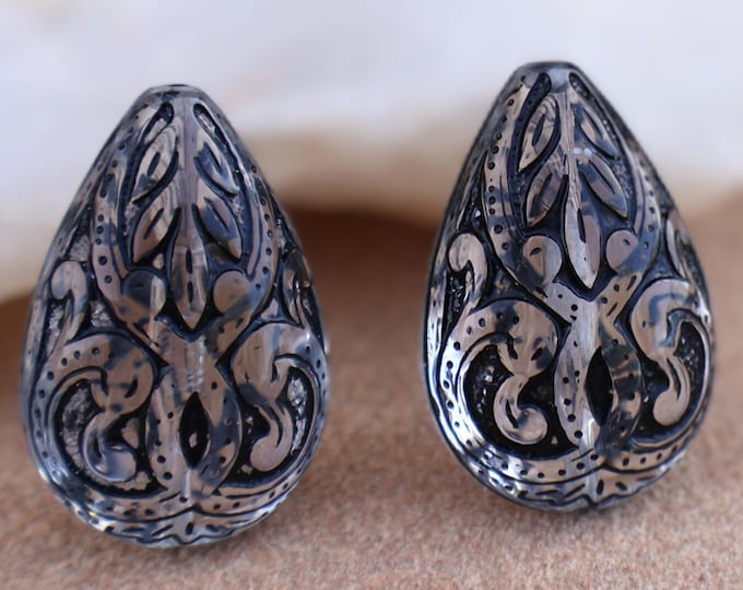 2 27mm Acrylic Teardrop Bead Crystal ClearJet BX 9  30