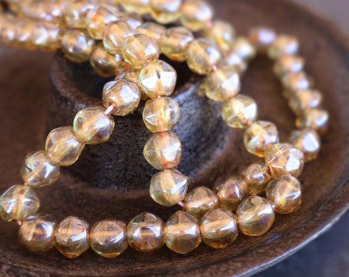 25 Czech Nugget Bead Crystal Picasso Luster 6mm Czech Glass Beads  (BX 7 - 11)