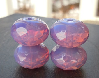 Czech Glass Beads 14mm Rondelle Grape Opal - 4 (BX 9 - 30)