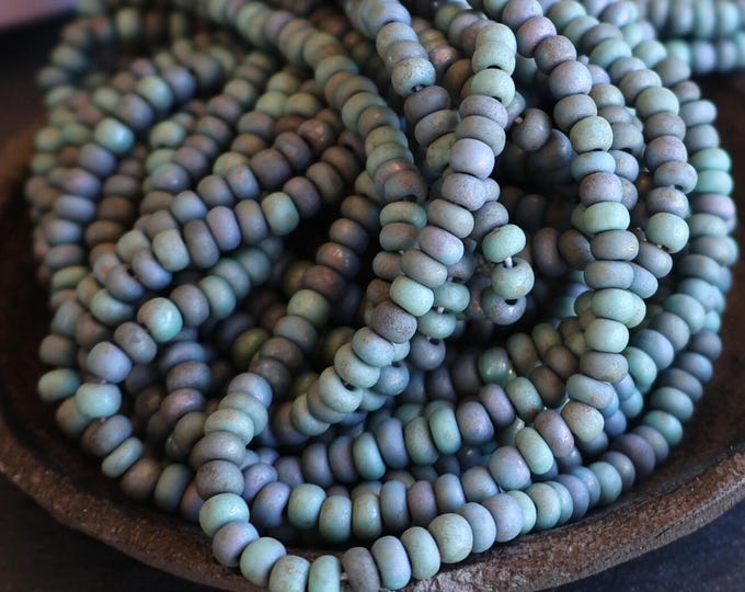 Slate Blue Czech Picasso Aged Multi Color 3-4mm Specialty Picasso Seed Bead Size 6/0