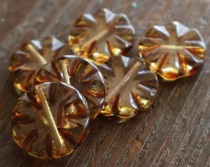 Czech Glass Beads - 14mm Coin Crystal Picasso (12 - 14)