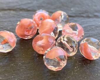 10 Crystal Pink  Faceted Round Czech Glass Beads - 10mm 12 - 31