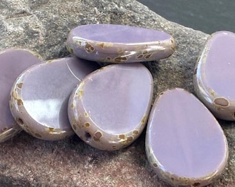 Czech Glass Beads 18mm Opaque Purple Picasso 6 (BX  9 - 30)