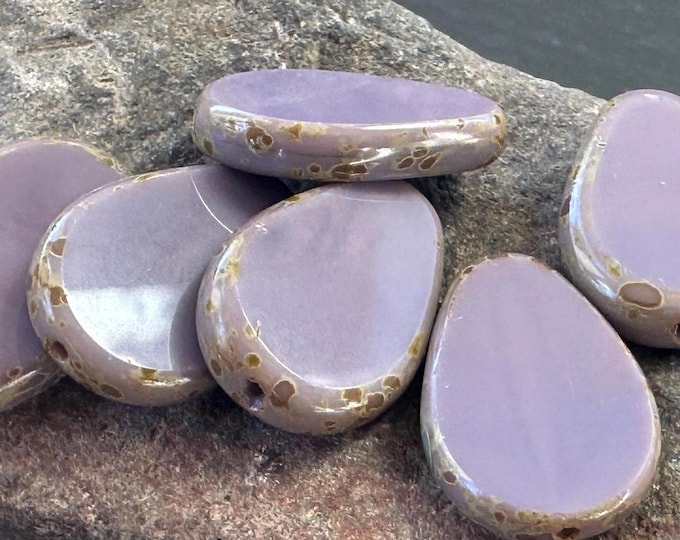 Czech Glass Beads 18mm Opaque Purple Picasso 6 (BX  9 - 30)