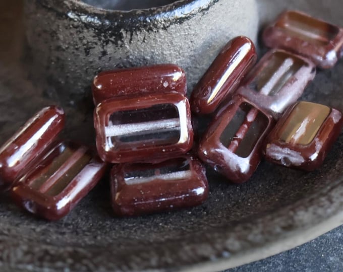 12 Czech Glass Beads 8x12mm Crystal Dark Amethyst Picasso Table Cut