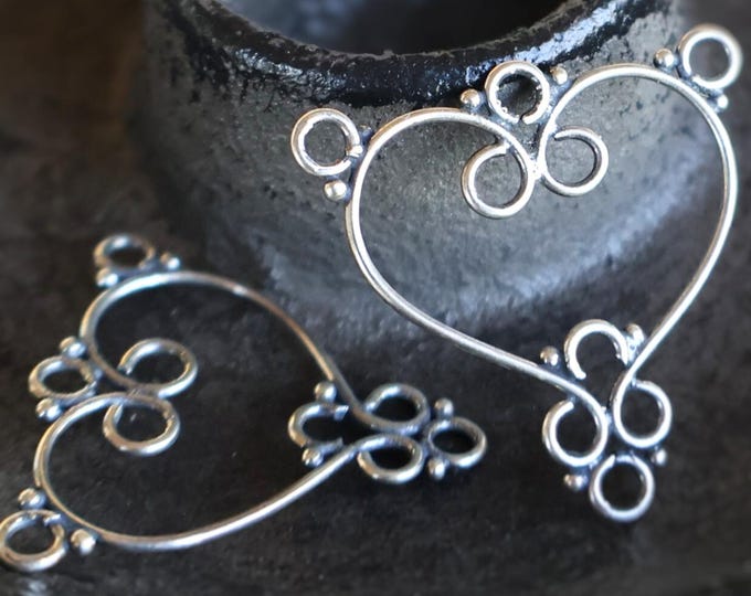 Bali Sterling Silver 23x24mm Chandelier Earring Finding .925 - 2 pcs (BX 6 - 18)