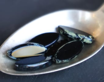 Czech Picasso Beads  Jet Black Beads  - Czech Spindle Bead 16mm  (BX 11 - 24)