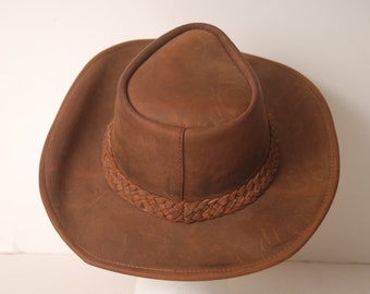 Leather Hat-Leather Wide Brimmed Men's Hat