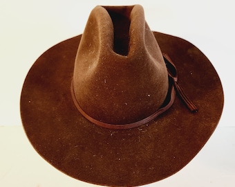 Bermans Mens Fedora-Wide Brimmed Leather Hat