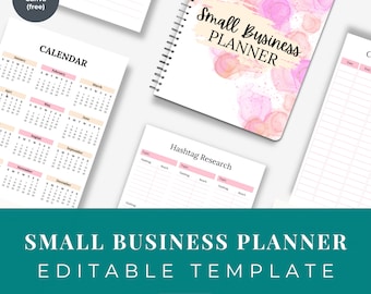 Agenda stampabile rosa per piccole imprese: modello Canva modificabile (download PDF)