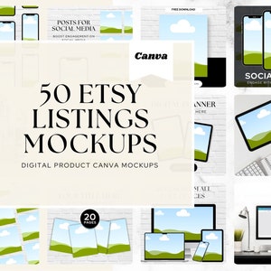 Etsy Listing Mockups: 50 Canva Vorlagen & Rahmen (Digitaler Download)