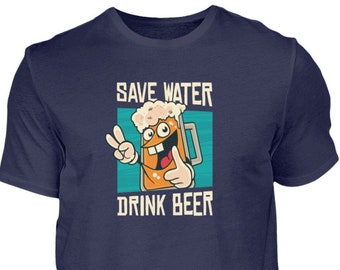 Save water drink beer- T-shirt Herren, lustige Grafik, witziger Druck Shirt Mann- Oktoberfest Druck- Bierliebhaber Geschenk- Bier trinken