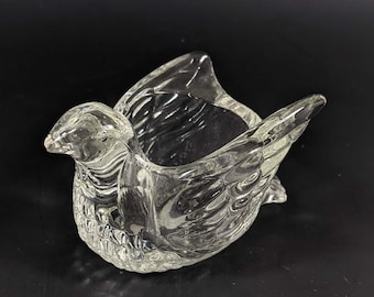 Vintage Glass Votive Holder - Avon Dove Bird Shaped - 80's Decor