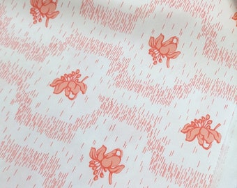 Vintage Pink and White Floral Print Sewing Fabric - Lightweight Stretch Knit - 1.5 Yards x 60 Inch Wide