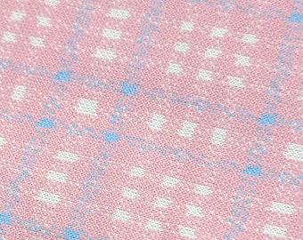 Vintage-Nähstoff – rosa und blau karierter Stretch-Strick – 1,75 Yards x 60 Zoll breit