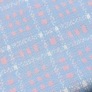 Vintage Sewing Fabric - Blue and Pink Checkered Stretch Knit  - 1.3 Yards x 64&quot; Wide