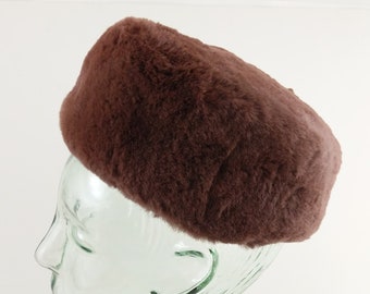 Vintage Ladies Hat Brown Fur Women's 50's Cloche with Box Filbert Orcel Jr Paris