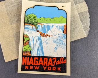 Vintage Niagara Falls New York Sticker Travel Decal - Luggage Label 40's 50's