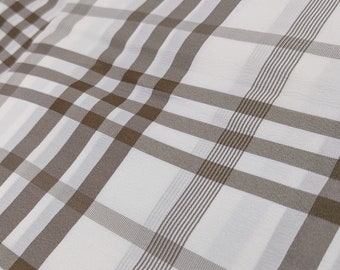Vintage naaistof - dunne semi-pure bruine en witte geruite geruite - 3 werven