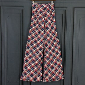 Vintage Plaid Bellbottoms - High Waisted Elephant Bells - Size XS Waist 24 Inch