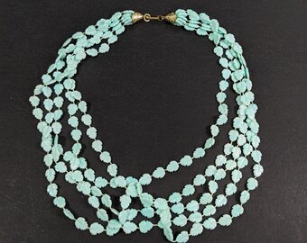 ヴィンテージ ブルー プラスチック ネックレス - 固定プラスチック
