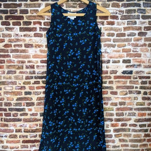Vintage 90er Jahre Babydoll Kleid für Mädchen Größe 10 - Ärmelloses Sommerkleid Blumen Muster
