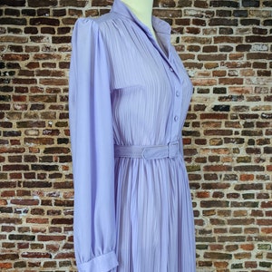 Simple Purple Dress - 70&#39;s 80&#39;s Shirtwaist Sheer Dress - Size Small Medium