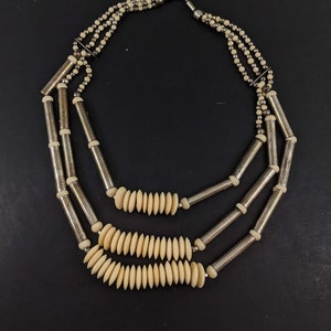 Boho Statement Halskette - 80er Jahre Perlen 3 Strang