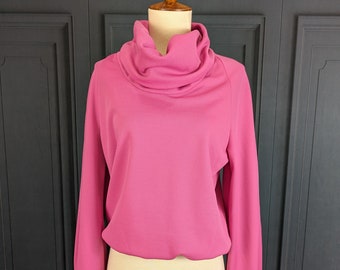 Vintage Pink Cowl Neck Blouse - Long Sleeve - Size Small Medium