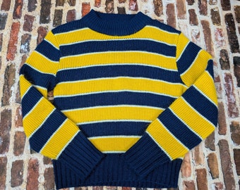 Blue and yellow striped sweater hot sale