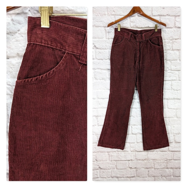 Vintage Corduroy Pants - Dark Red Maroon Size Small Medium Women's Waist 28 Inch