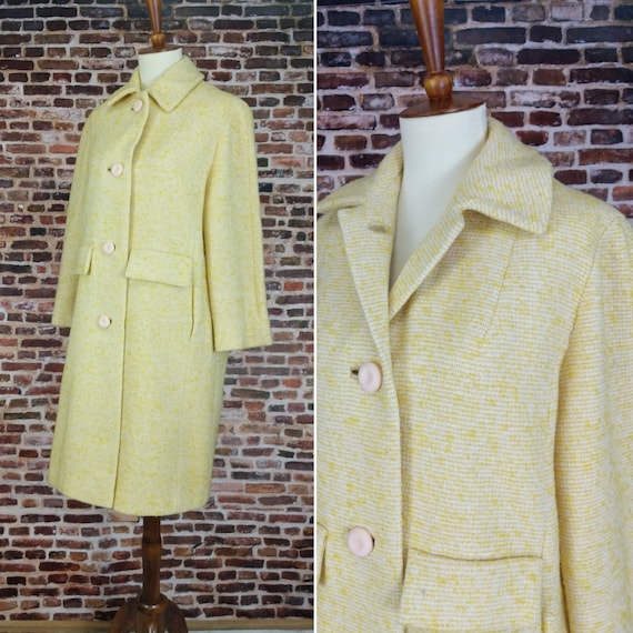 Vintage 60's Women's Coat Yellow Mod Swing Coat Si
