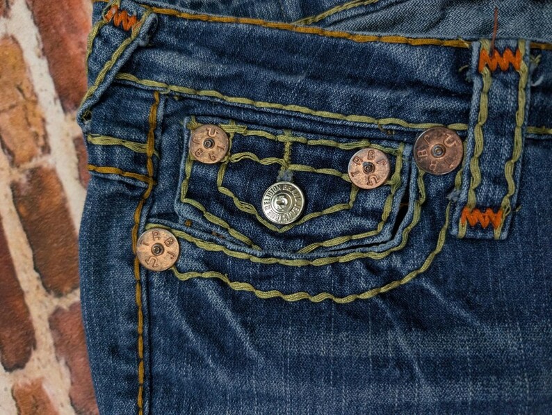 vintage an 2000 True Religion jeans bootcut taille basse orange surpiqûres taille 26 image 9