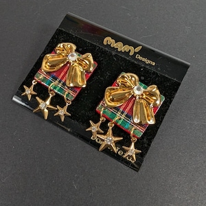 Vintage 80's Earrings Mam Designs Artisan Jewelry Card Christmas Gifts Holiday
