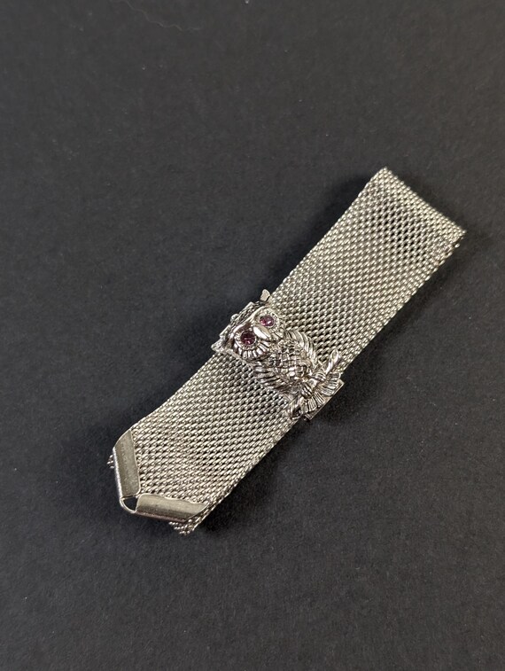 Vintage Sarah Coventry Owl Bracelet Silver Tone Mesh With Purple Rhinestone Eyes Etsy
