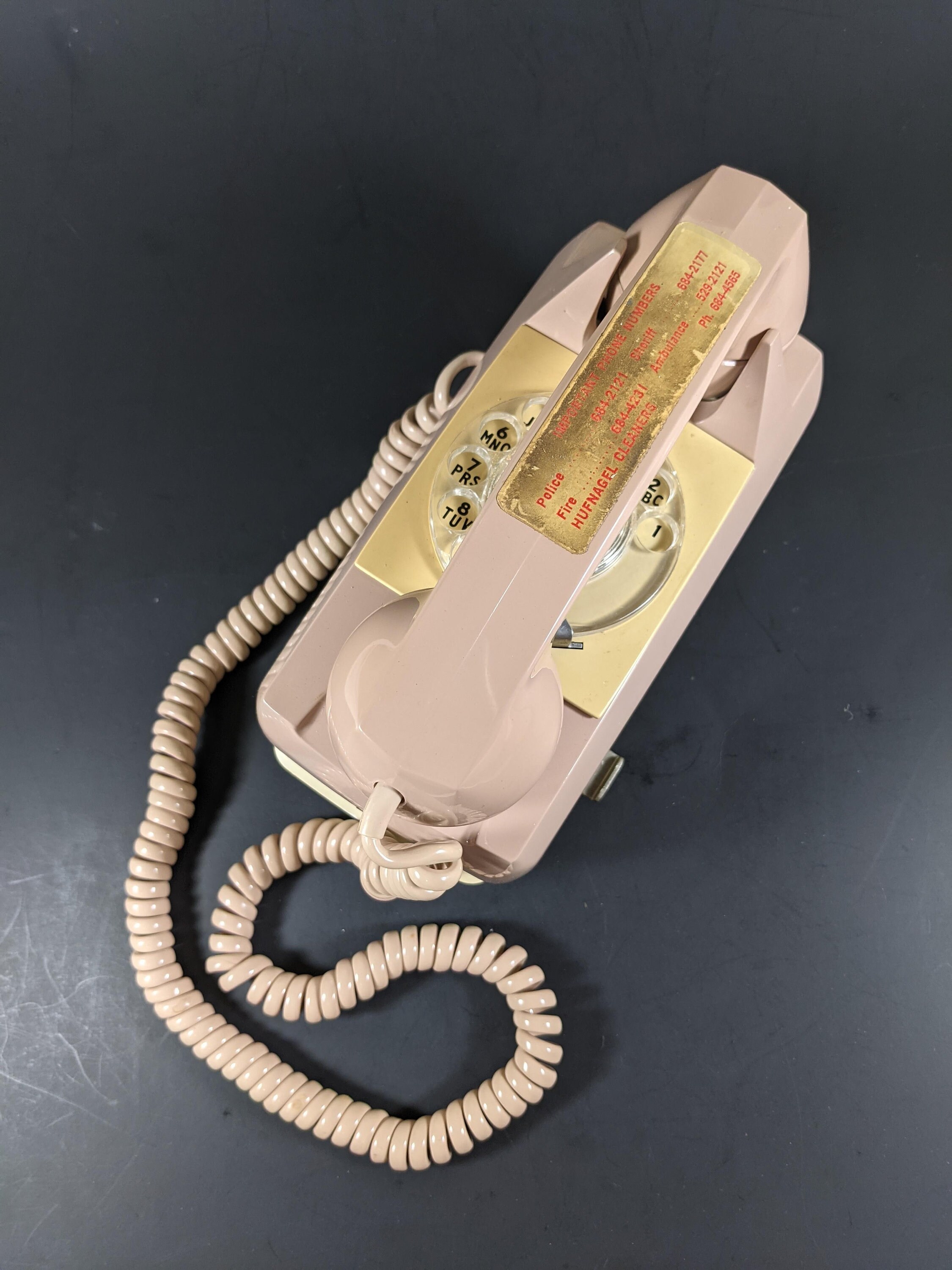 Vintage Pink Wall Phone 80's Rotary Dial Kitchen Wall Etsy