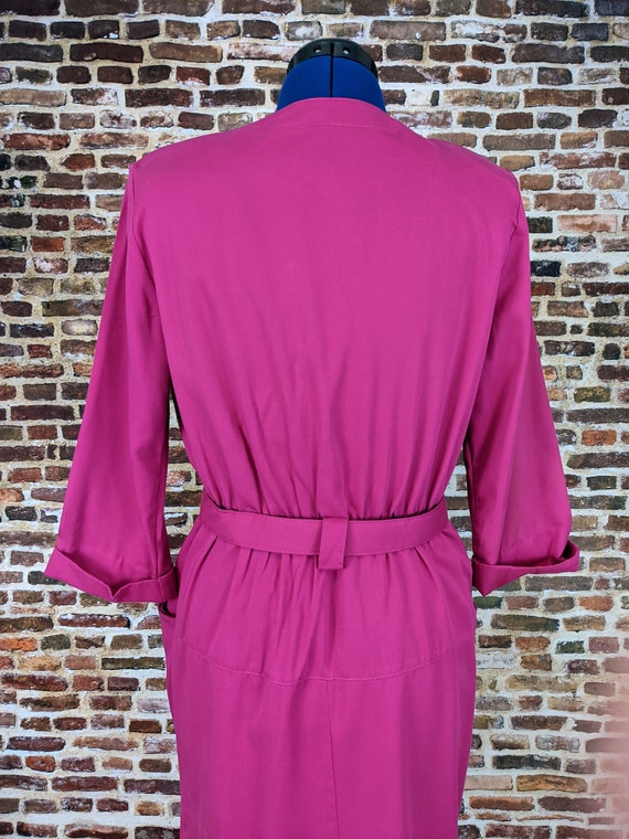 Simple Vintage 80's Sheath Dress - Pink Shirtwais… - image 8