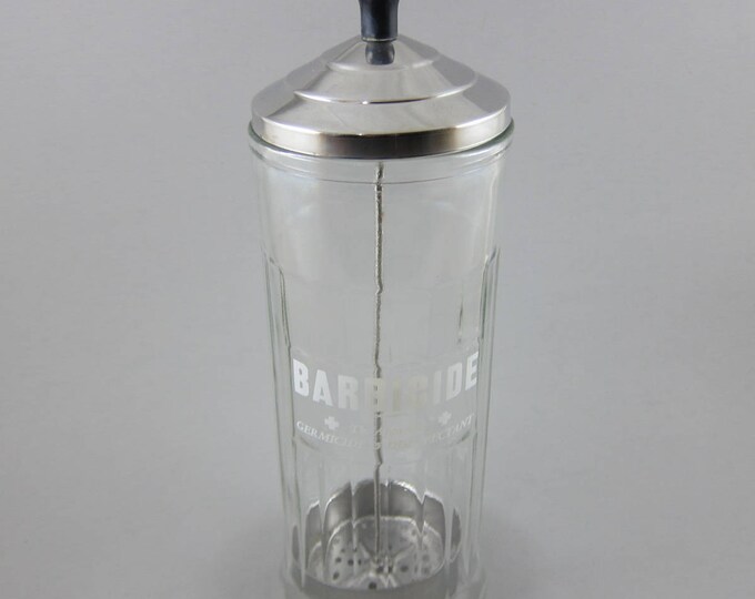 Vintage Barbicide Jar Comb Holder Barber Shop Men's Bathroom Decoration