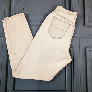 Vintage Beige Brown Khaki Colored Jeans - Riders Denim Ladies - Size Large 14 Long Waist 31&quot;