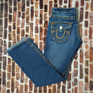 vintage an 2000 True Religion jeans bootcut taille basse orange surpiqûres taille 26 image 1