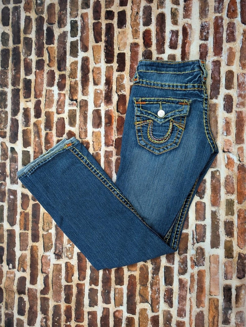 vintage an 2000 True Religion jeans bootcut taille basse orange surpiqûres taille 26 image 1