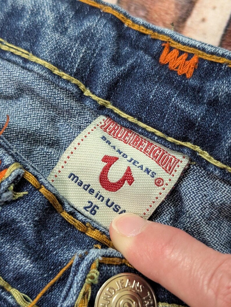 vintage an 2000 True Religion jeans bootcut taille basse orange surpiqûres taille 26 image 10