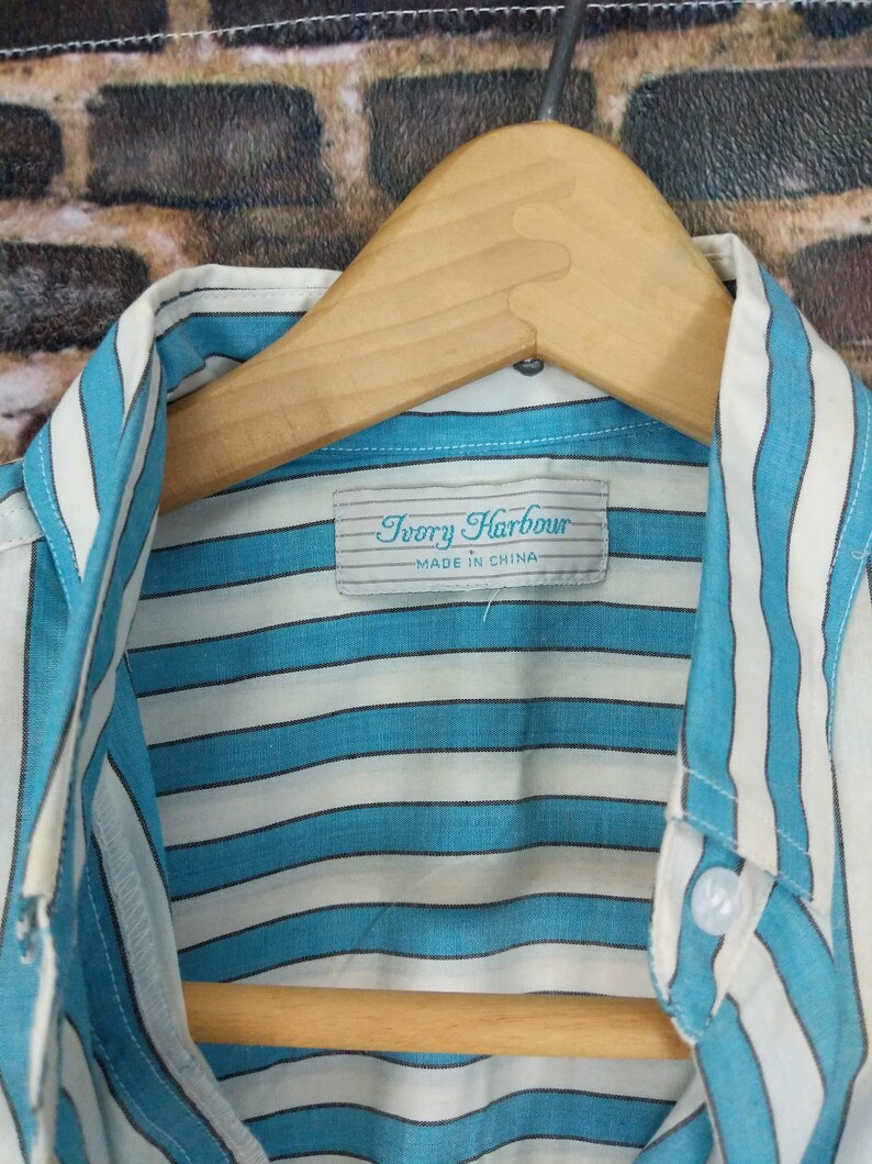 Vintage Striped Button Shirt Men/'s Women/'s Blue White Summer Cotton Shirt Long Sleeve