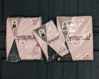 Juego de sábanas vintage Springmaid Percale rosa pastel liso - Nuevo en su empaque original. Tamaño para cama doble - Sábanas bajeras y fundas de almohada.
