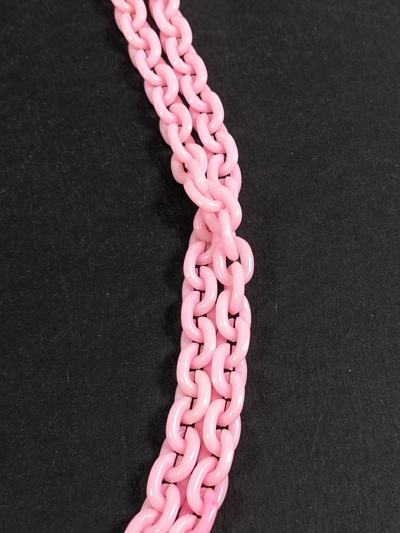 Vintage Plastic Chain Necklace - Pastel Pink Link… - image 5