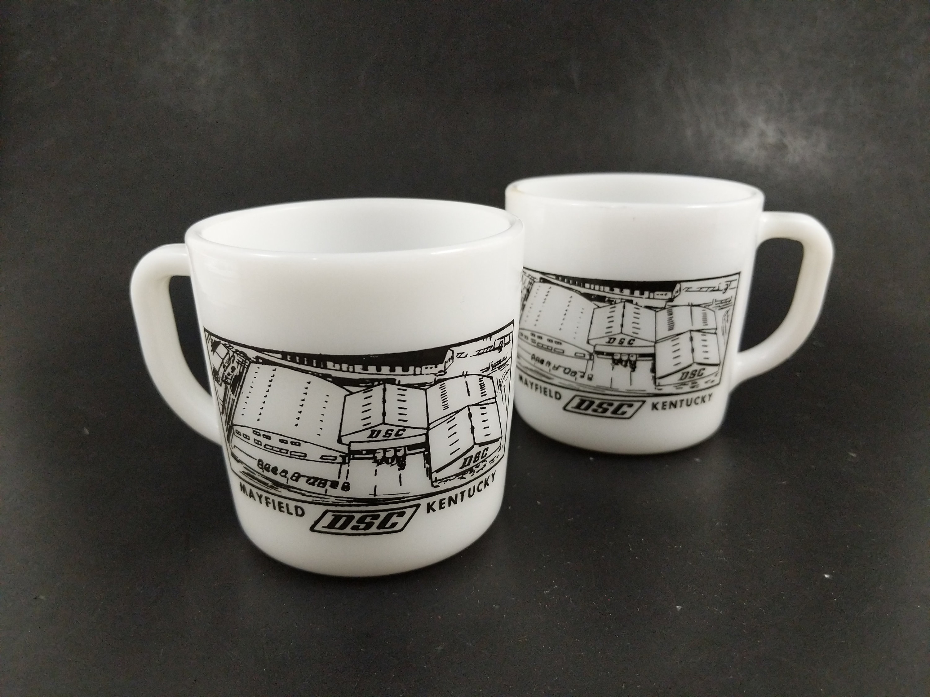 Vintage Milk Glass Mug DSC Mayfield Kentucky Plant Factory Print