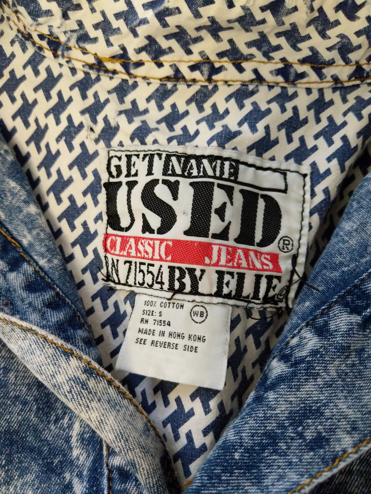 Buy Get Used by Elie Vintage 80s Denim Jacket Shirt Men's Acid