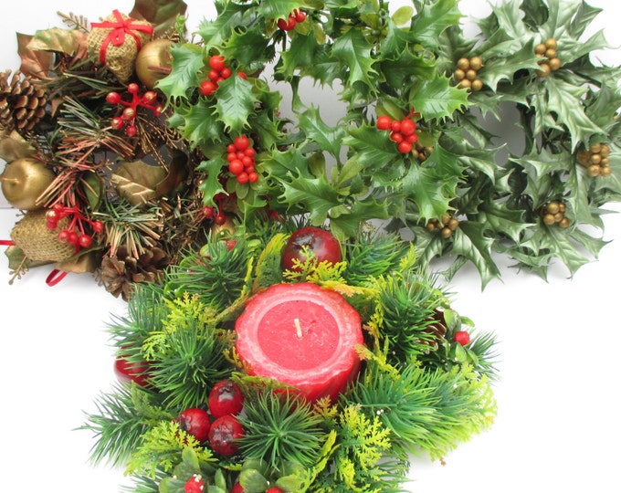 Vintage Christmas Candle Rings Set of 4 Large 3 Inch Poinsettia Candle