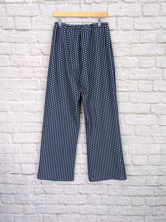 Vintage Polka Dot Knit Pants Blue Wide Straight Leg Bellbottoms Size Large Etsy Canada